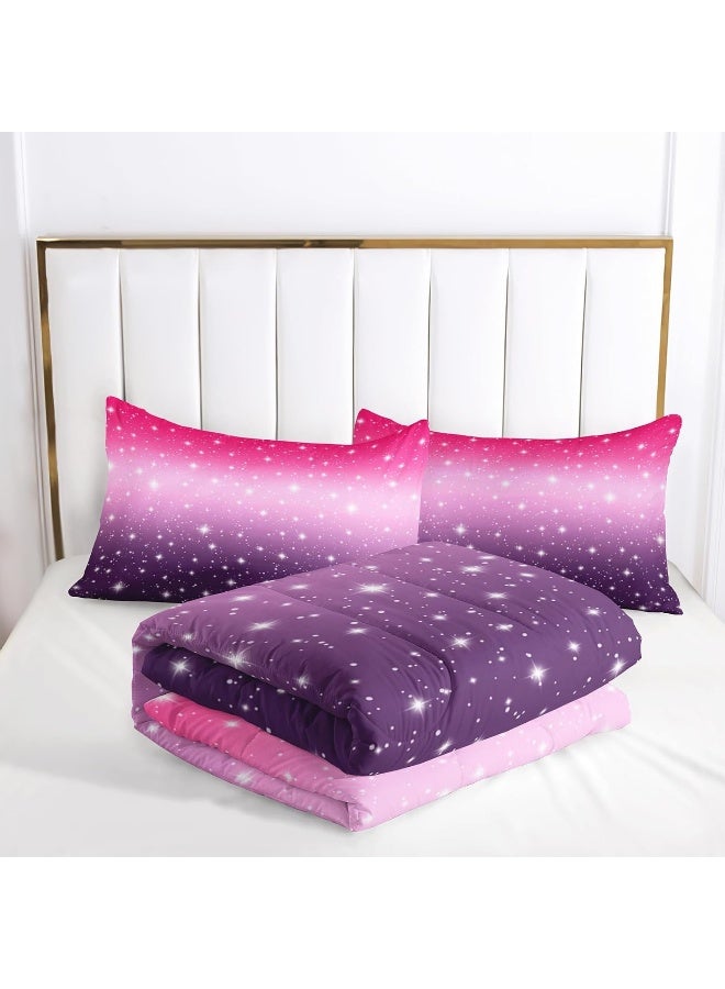 Nttopship3D Colorful Comforter Sets, Bedding Sets Full Size for Kids, Pink Purple Gradient Comforter Sets All Season 1 Comforter and 2 Pillowcases - Image 4